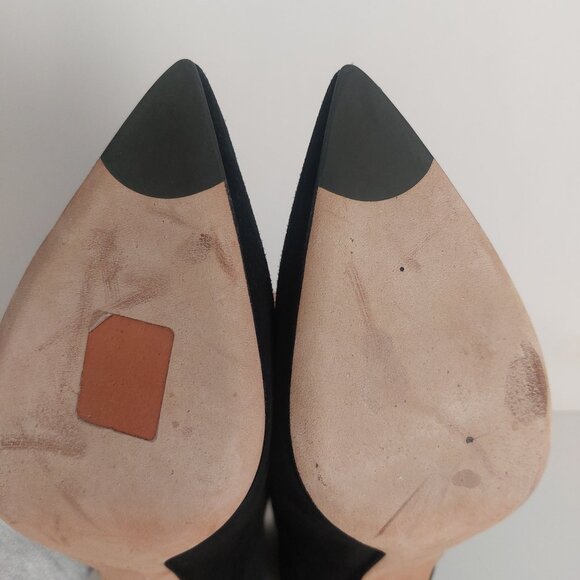 Derek Lam Black Suede Booties 8 Minimalist Chic 3.5 Heels Pointed Toe Dressy EUC - Picture 8 of 16